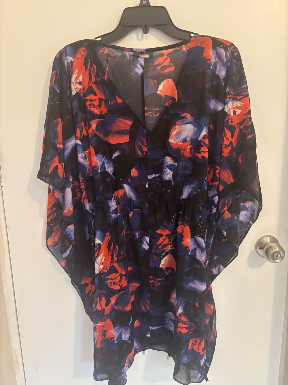 Calvin Klein V-Neck Swim Coverup in Black, Red, Purple - Picture 4 of 4